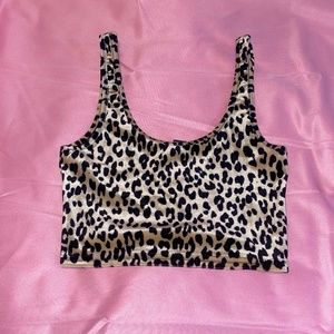Velvet cheetah print crop top
